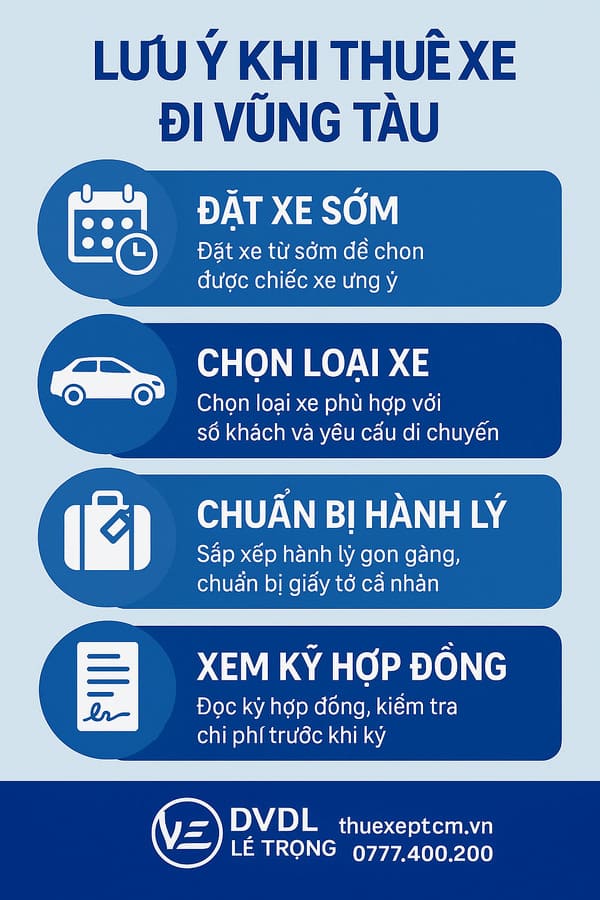 Các lưu ý quan trọng khi thuê xe đi Vũng Tàu