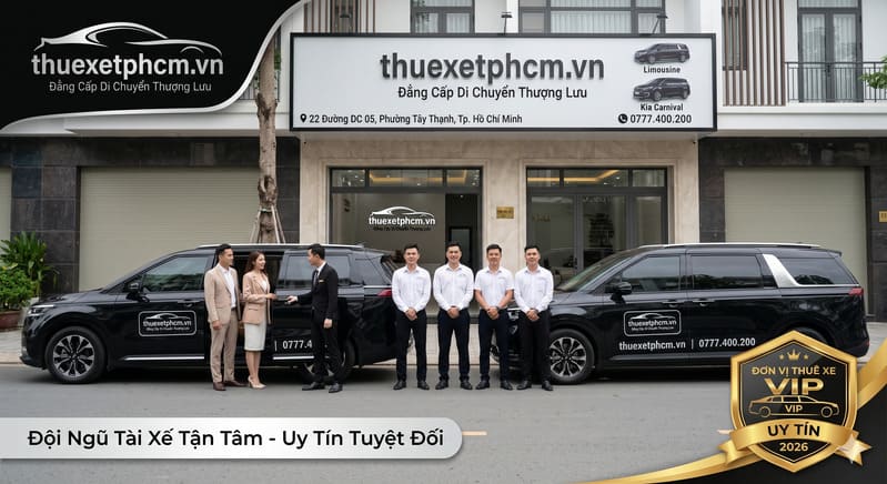 Đội ngũ tài xế tận tâm cùng hệ thống văn phòng minh bạch tại TPHCM, cam kết uy tín tuyệt đối cho mọi khách hàng.